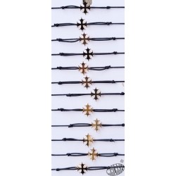Bracelet réglable croix occitane dorée