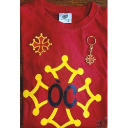 Lot tshirt Homme croix òc Se canta avec porte-clés et auto-collantt